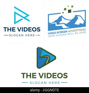 Video pubblicità tecnologia digitale business logo design Illustrazione Vettoriale