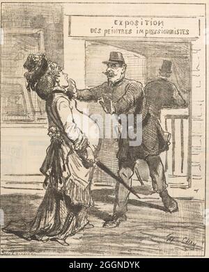 Signora, non è consigliabile entrare!. Le Charivari, 16 aprile 1877. Museo: COLLEZIONE PRIVATA. Autore: Cham (Amédée Charles de Noé). Foto Stock