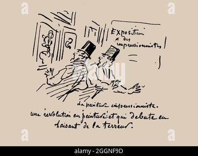 Rivoluzione nella pittura! E un inizio terrorizzante. Le Charivari, 1874. Museo: COLLEZIONE PRIVATA. Autore: Cham (Amédée Charles de Noé). Foto Stock