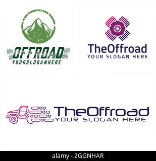 Auto fuoristrada auto montagna avventura logo design Illustrazione Vettoriale