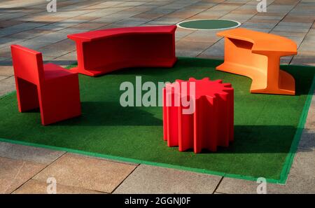 Area giochi per bambini in un centro commerciale cittadino Foto Stock