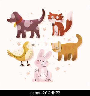 Acquerello autunno animali collezione illustrazione vettoriale. Illustrazione Vettoriale