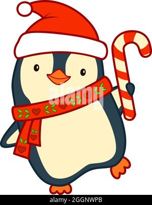 Clip cartoni animati di Natale arte pinguino illustrazione vettoriale di Natale Illustrazione Vettoriale