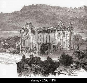 Tintern Abbey, Tintern, Monmouthshire, Galles, Regno Unito, visto qui nel 19 ° secolo. Dall'Inghilterra pittoresca i suoi punti di riferimento e i suoi luoghi storici, pubblicato, 1891 Foto Stock