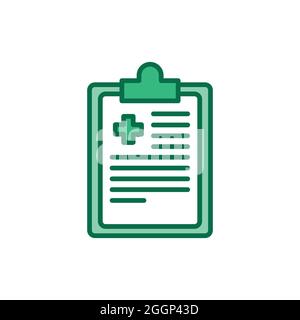 Icona della linea a colori della clipboard medica. Scheda paziente. Elemento vettoriale isolato. Illustrazione Vettoriale