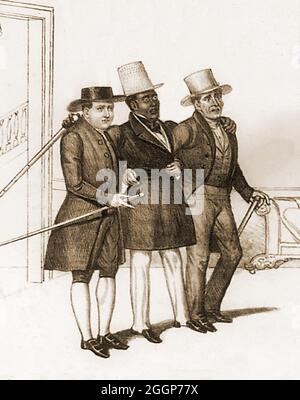 David Ruggles (1810-1849) fu un abolizionista afroamericano a New York che aiutò gli schiavi fuggitivi, compreso Frederick Douglass, a raggiungere gli stati liberi. Fu stampante e giornalista a New York City nel 1830s e aprì la prima libreria di proprietà nera negli Stati Uniti. Dettaglio di una litografia intitolata The deluso abolizionisti, di Edward Williams Clay (1799-1857), circa 1838. David Ruggles può essere visto nel mezzo. Foto Stock