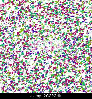 Macchie di pennello caotiche multicolore su sfondo bianco. BLE, verde e viola Foto Stock