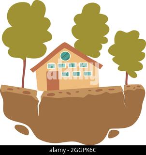 Home terremoto icona cartoon vettore. Disastro domestico Illustrazione Vettoriale