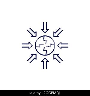 icona della linea di impatto negativo su bianco, vettore Illustrazione Vettoriale