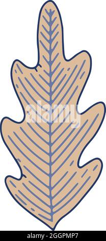 Icona foglia Doodle contorno vettore disegnato a mano. Natura autunno Illustrazione Vettoriale