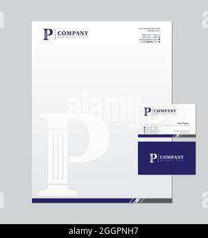 P Letter Logo e biglietto da visita, carta intestata Stationery Design per Avvocato o avvocato Illustrazione Vettoriale