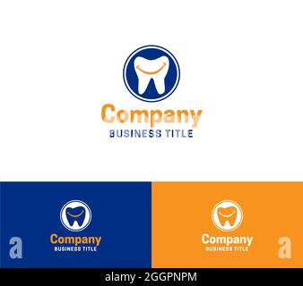 Logo Dental Clinic con dente felice Illustrazione Vettoriale