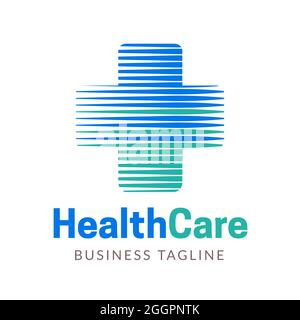 Logo Abstract Medical Healthcare con croce Illustrazione Vettoriale