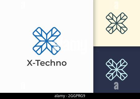 Logo X con lettera moderna per l'azienda tecnologica Illustrazione Vettoriale