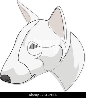 Bull Terrier vettore Dog ritratto. Linea continua. Disegno della linea di innesto Illustrazione Vettoriale