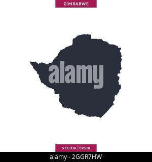 Mappa dettagliata del modello di disegno di illustrazione dello stock vettoriale dello Zimbabwe. Vettore eps 10. Illustrazione Vettoriale