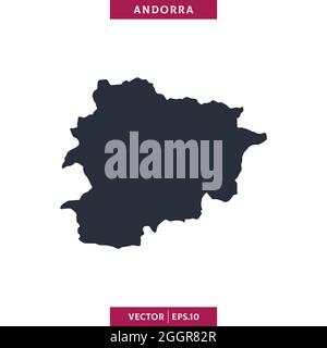 Mappa dettagliata del modello di disegno di illustrazione di stock vettoriale di Andorra. Vettore eps 10. Illustrazione Vettoriale