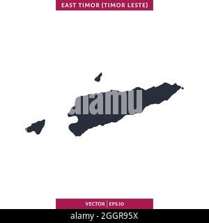 Mappa dettagliata del modello di disegno di illustrazione di stock vettoriale di Timor Est. Vettore eps 10. Illustrazione Vettoriale