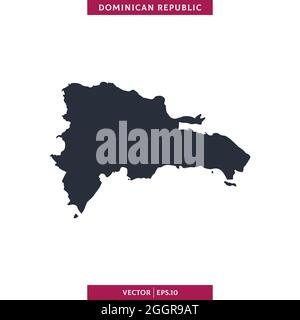 Mappa dettagliata della Repubblica Dominicana modello di disegno di disegno di disegno di stock vettoriale. Vettore eps 10. Illustrazione Vettoriale