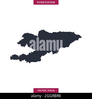 Mappa dettagliata del modello di disegno di disegno del vettore Kirghizistan. Vettore eps 10. Illustrazione Vettoriale