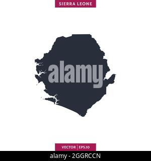 Mappa dettagliata del modello di disegno di disegno di disegno di stock vettoriale della Sierra Leone. Vettore eps 10. Illustrazione Vettoriale