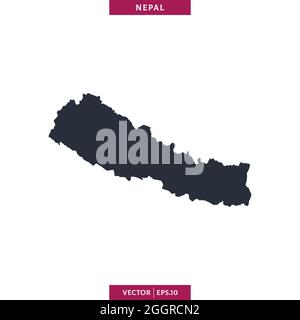 Mappa dettagliata del modello di disegno di illustrazione di stock vettoriale del Nepal. Vettore eps 10. Illustrazione Vettoriale