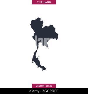 Mappa dettagliata del modello di disegno di disegno di disegno di stock vettoriale in Thailandia. Vettore eps 10. Illustrazione Vettoriale