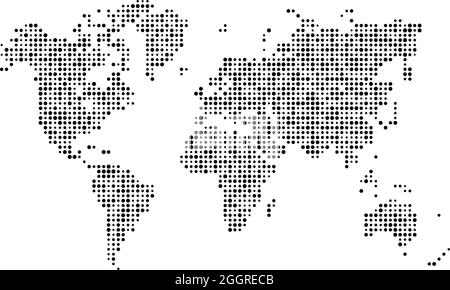 Mosaico mappa del mondo di triangoli. Design mezzitoni. Semplice illustrazione vettoriale piatta. Illustrazione Vettoriale