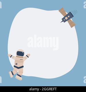 Cute Cosmic una cornice blot in cartoon semplice disegnata a mano style.Template per il tuo testo o foto. Ideale per carte, inviti, feste, asilo nido, presco Illustrazione Vettoriale