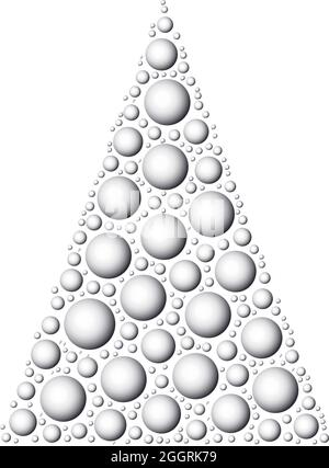 Albero di Natale di palle di neve 3D bianche. Illustrazione vettoriale. Illustrazione Vettoriale