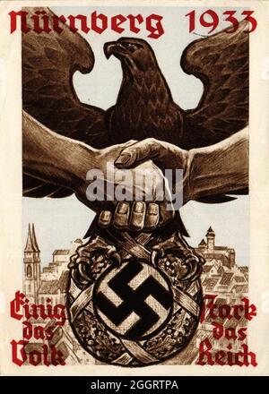 Un poster d'epoca per l'annuale Rally di Norimberga nazista 1933 Foto Stock