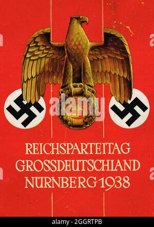 Un poster d'epoca per l'annuale Rally di Norimberga nazista 1938 Foto Stock
