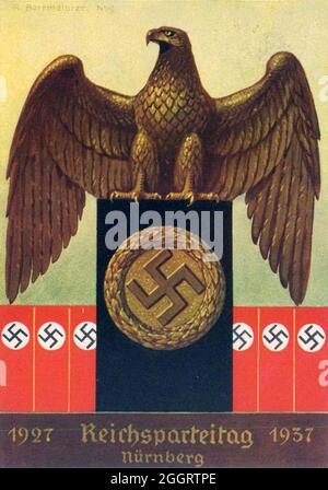 Un poster del 1937 per l'annuale Rally nazista di Norimberga Foto Stock