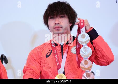 Tokyo, Giappone. 3 settembre 2021. Takayuki Suzuki (JPN) Swimming : medaglia d'oro Takayuki Suzuki durante la conferenza stampa per i Giochi Paralimpici di Tokyo 2020 a Tokyo, Giappone . Credit: AFLO SPORT/Alamy Live News Foto Stock