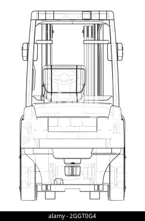 Carrello elevatore. Vettore ortografico Illustrazione Vettoriale
