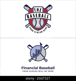 Logo di baseball contabilità finanziaria logo design Illustrazione Vettoriale