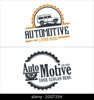 Design del logo dell'avventura automobilistica fuoristrada Illustrazione Vettoriale