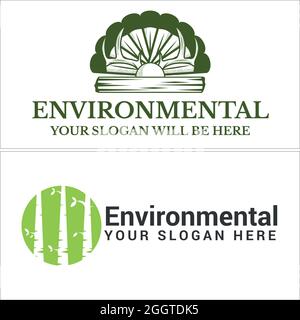 Design logo del cervo in legno naturale ambientale Illustrazione Vettoriale