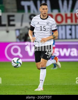 San Gallo, Svizzera. 2 settembre 2021. Calcio: Qualificazione Coppa del mondo Europa, Liechtenstein - Germania, fase del Gruppo, Gruppo J, Matchday 4 a Kybunpark. Niklas Süle di Germania gioca la palla. Credit: Sven Hoppe/dpa/Alamy Live News Foto Stock