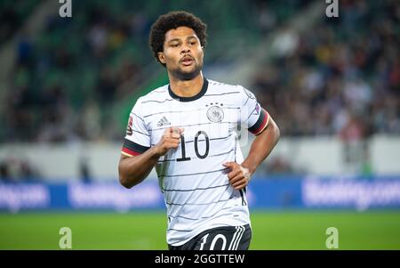 San Gallo, Svizzera. 2 settembre 2021. Calcio: Qualificazione Coppa del mondo Europa, Liechtenstein - Germania, fase del Gruppo, Gruppo J, Matchday 4 a Kybunpark. Serge Gnabry della Germania in azione. Credit: Sven Hoppe/dpa/Alamy Live News Foto Stock