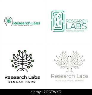 Laboratori di ricerca tecnologia impronte digitali tree tech logo design Illustrazione Vettoriale