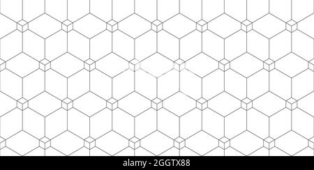 Sfondo geometrico astratto, illustrazione vettoriale. Motivo linee esagonali per banner o copertina. Mosaico a forma di cubo a nido d'ape Illustrazione Vettoriale