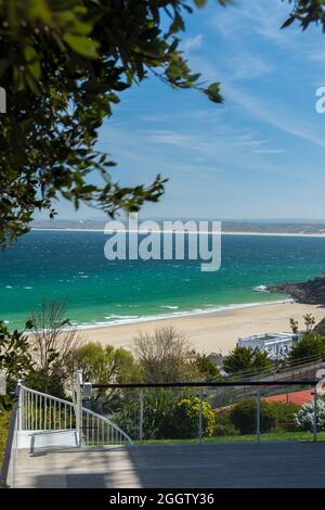 Vista sulla baia di St Ives verso Godrevy Foto Stock