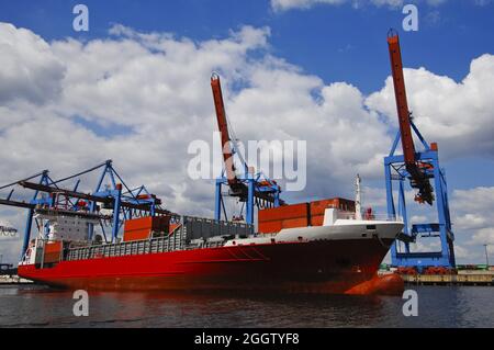 Porto di Amburgo, terminal container, Germania, Amburgo Foto Stock