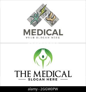 Simbolo di persona medica logo design Illustrazione Vettoriale