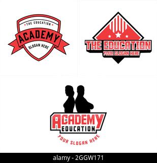 Design del logo dello scudo Education Academy Illustrazione Vettoriale