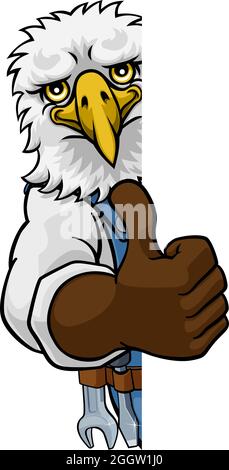 Cartello di Peeking Handyman meccanico Eagle Plumber Illustrazione Vettoriale