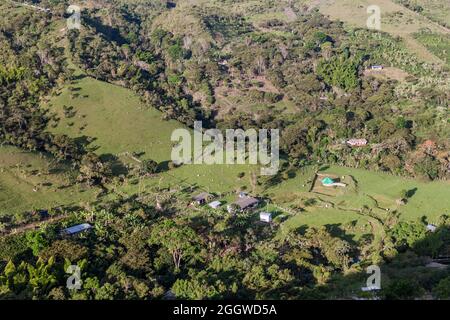 Fattoria nella valle del Tierradentro nella regione di Cauca in Colombia Foto Stock