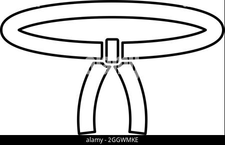 Cintura Oriental Combat sport girovita Abbigliamento di caccia karate judo contorno icona colore nero vettore illustrazione stile piatto semplice immagine Illustrazione Vettoriale