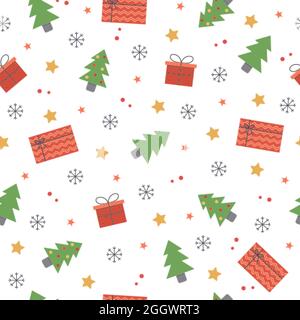 Natale di Capodanno carino senza cuciture motivo colorato Illustrazione Vettoriale